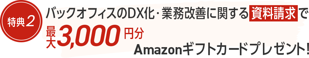バックオフィスのDX化・業務改善に関する資料請求で最大3,000円分Amazonギフトカードプレゼント!