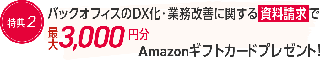 バックオフィスのDX化・業務改善に関する資料請求で最大3,000円分Amazonギフトカードプレゼント!