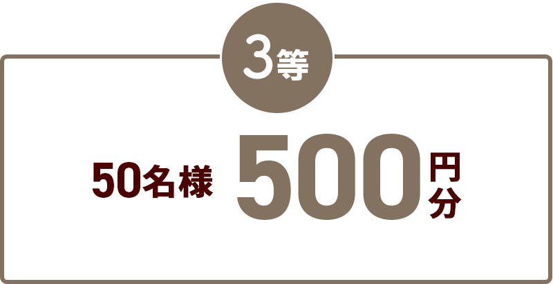 3等 50名様 500円分