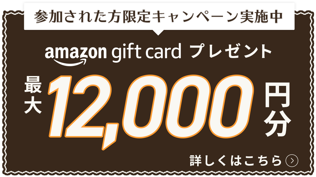 Amazonギフトカードプレゼントキャンペーン実施中 最大12,000円分