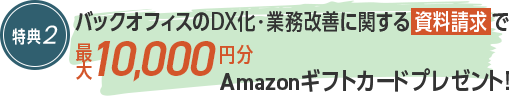 バックオフィスのDX化・業務改善に関する資料請求で最大3,000円分Amazonギフトカードプレゼント!