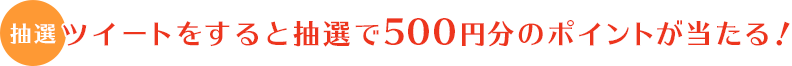 ツイートをすると抽選で500円分
のポイントが当たる！