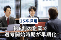 【25卒採用】広報解禁日より前に「内定出し開始」の企業は4割超。約6割の企業で24卒採用より選考開始時期が早期化