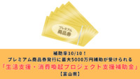 補助率10/10！プレミアム商品券発行に最大5000万円補助が受けられる「生活支援・消費喚起プロジェクト支援補助金」【富山県】