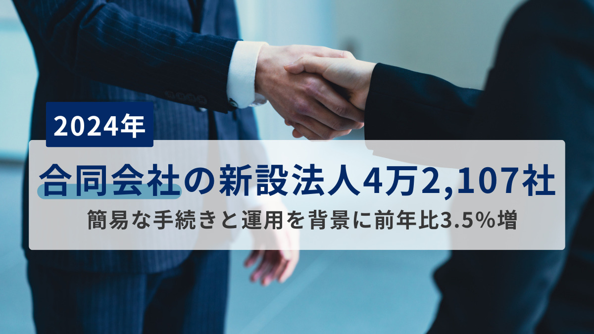 2024年「合同会社」の新設法人4万2,107社　簡易な手続きと運用を背景に前年比3.5％増