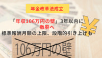 年金改革法成立、「年収106万円の壁」3年以内に撤廃へ　標準報酬月額の上限、段階的引き上げも