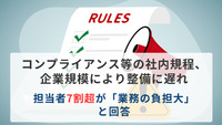 コンプライアンス等の社内規程、企業規模により整備に遅れ　担当者7割超が「業務の負担大」と回答