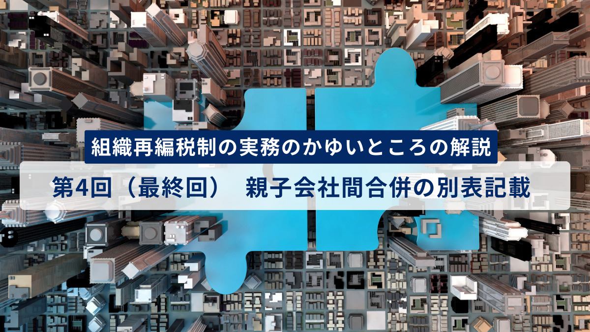 組織再編税制の実務のかゆいところの解説　第4回（最終回）　親子会社間合併の別表記載