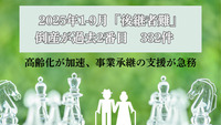 2025年1-9月「後継者難」倒産が過去2番目 332件 高齢化が加速、事業承継の支援が急務