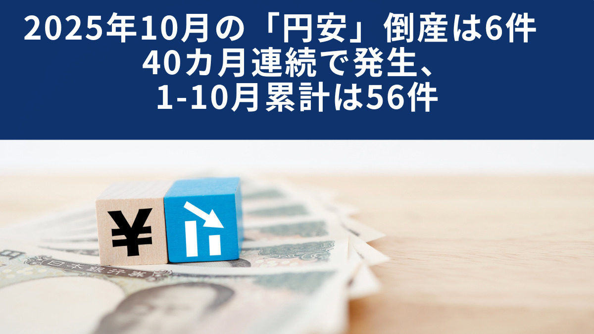 2025年10月の「円安」倒産は6件　40カ月連続で発生、1-10月累計は56件
