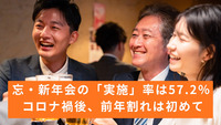 忘・新年会の「実施」率は57.2％ コロナ禍後、前年割れは初めて