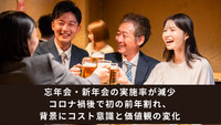 忘年会・新年会の実施率が減少　コロナ禍後で初の前年割れ、背景にコスト意識と価値観の変化