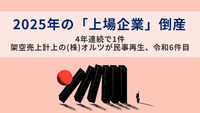 2025年の「上場企業」倒産 　4年連続で1件　架空売上計上の（株）オルツが民事再生、令和6件目