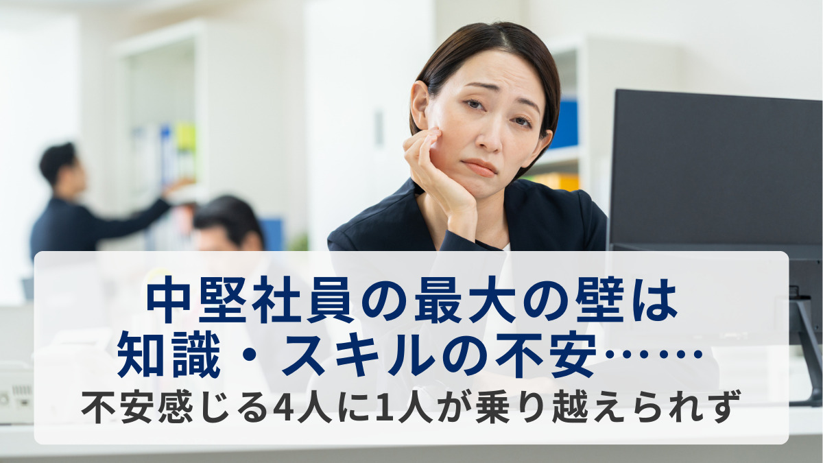 中堅社員の最大の壁は知識・スキルの不安……不安感じる4人に1人が乗り越えられず