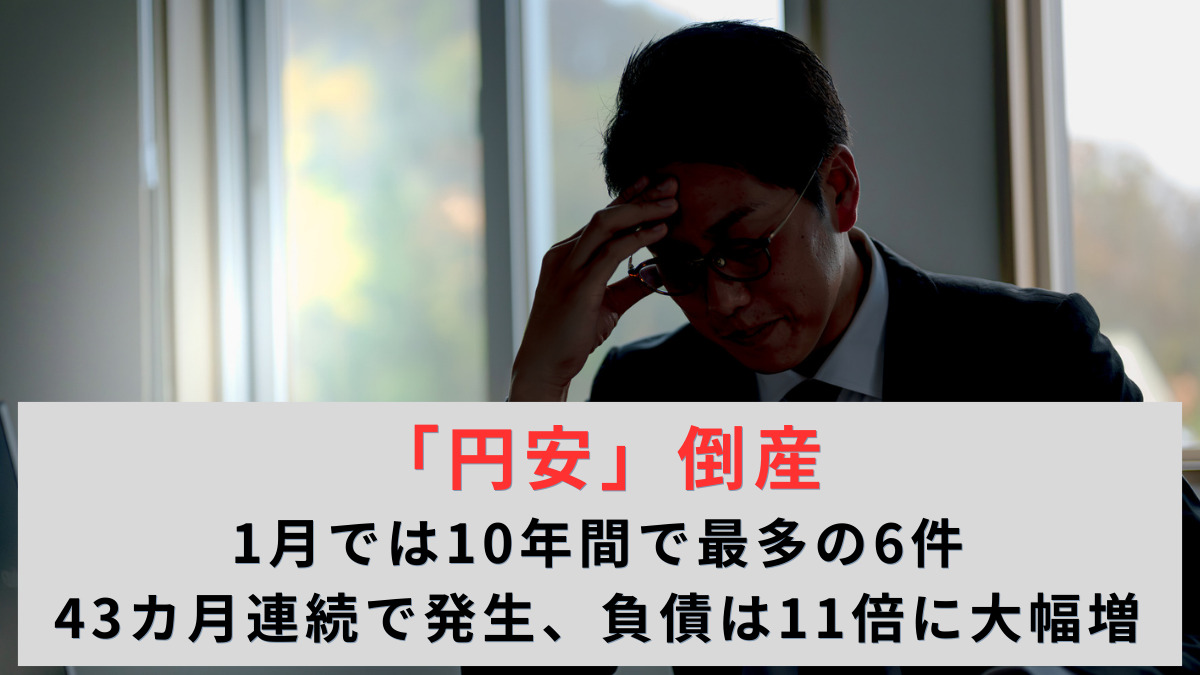 「円安」倒産 1月では10年間で最多の6件　43カ月連続で発生、負債は11倍に大幅増