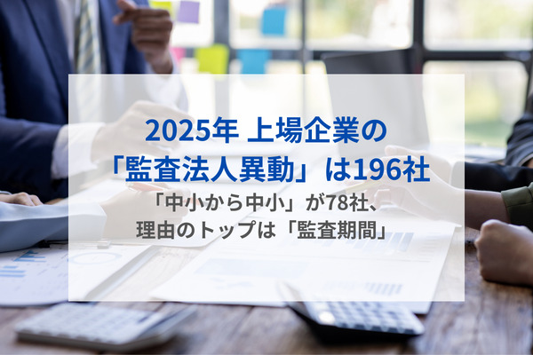 2025年 上場企業の「監査法人異動」は196社 「中小から中小」が78社、理由のトップは「監査期間」