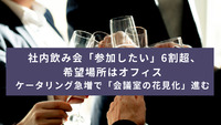 社内飲み会「参加したい」6割超、希望場所はオフィス　ケータリング急増で「会議室の花見化」進む