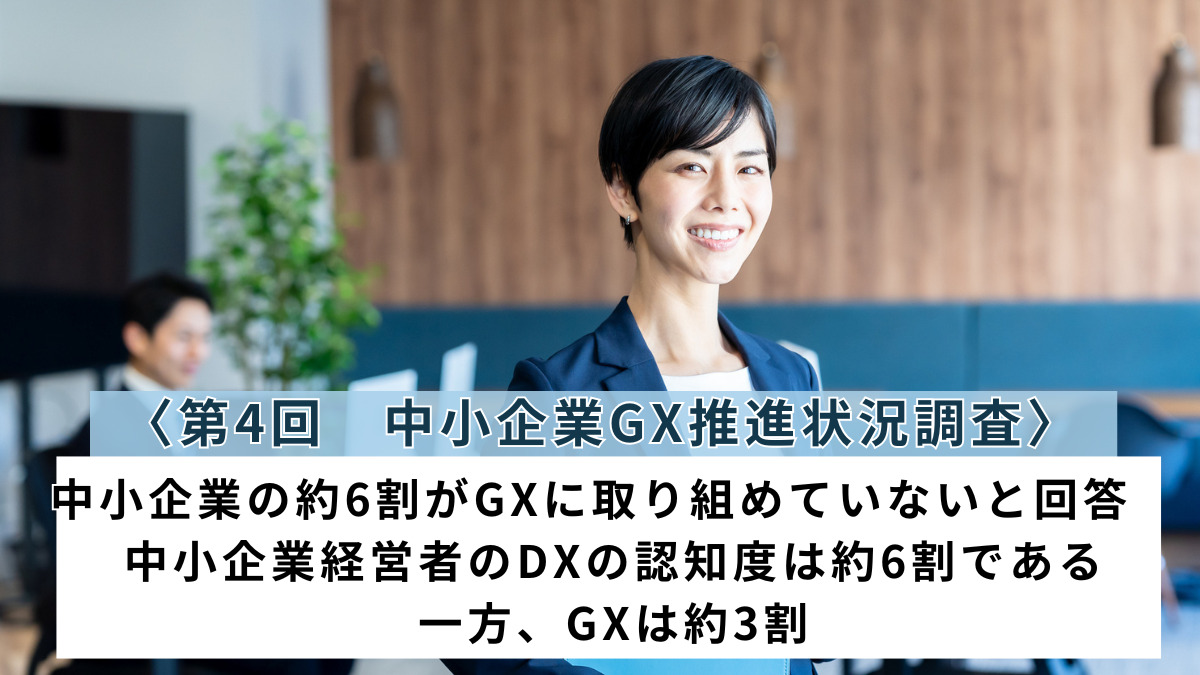 〈第4回　中小企業GX推進状況調査〉中小企業の約6割がGXに取り組めていないと回答　中小企業経営者のDXの認知度は約6割である一方、GXは約3割