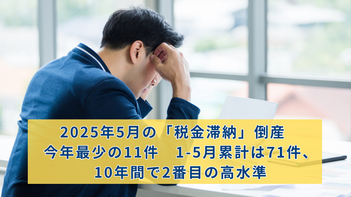 2025年5月の「税金滞納」倒産　今年最少の11件　1-5月累計は71件、10年間で2番目の高水準