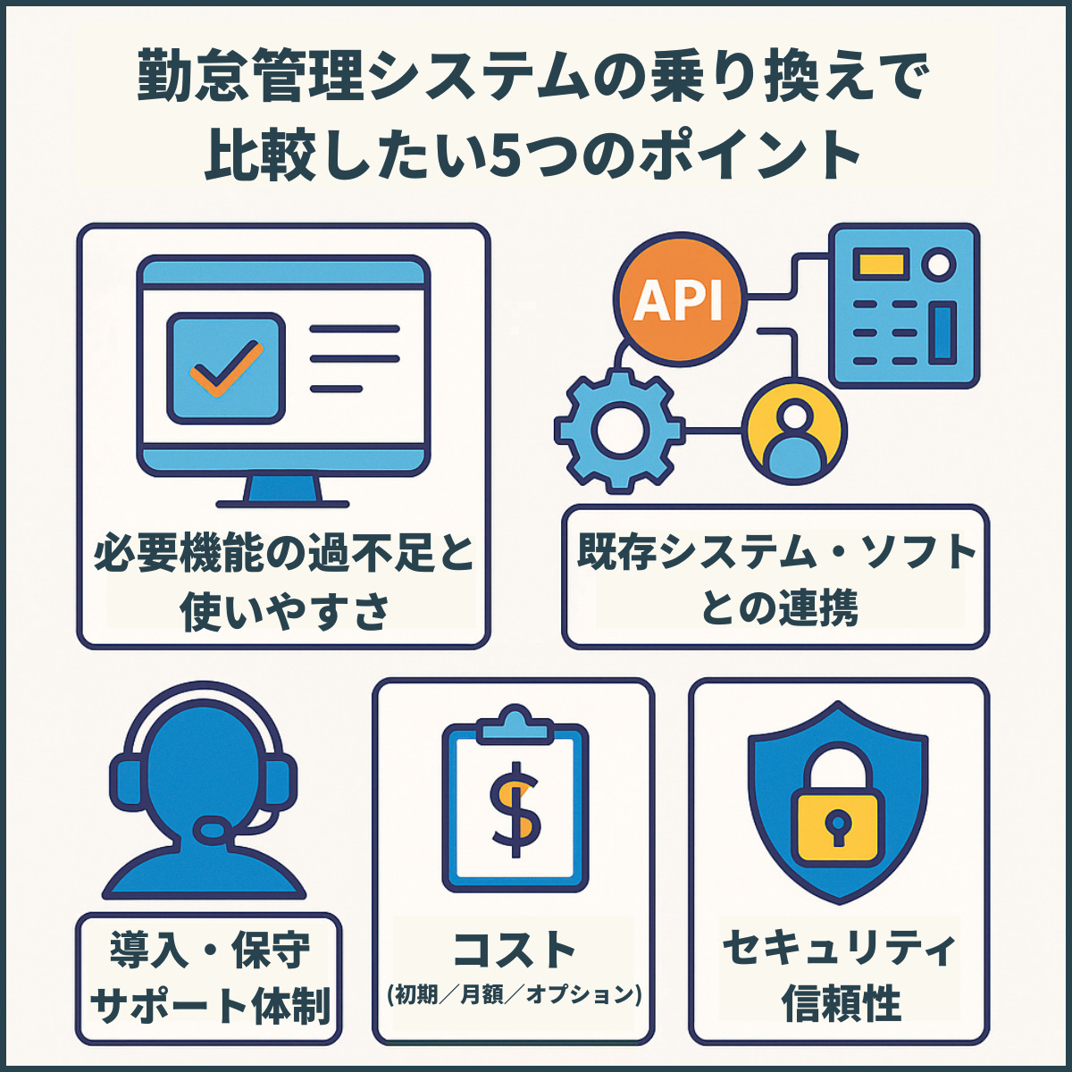 勤怠管理システムの乗り換えで比較したい5つのポイント